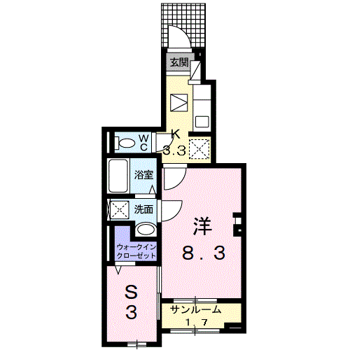 Planta 1SK de カーサ　ミヤビ　Ⅱ