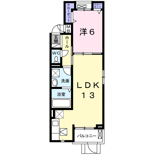 Planta 1LDK de グランデ　スクエア
