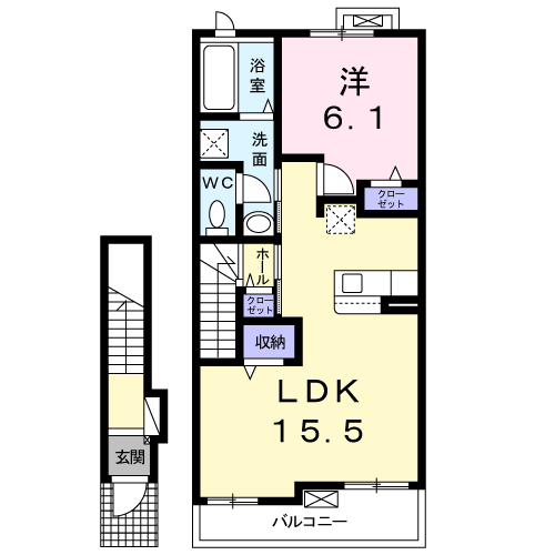 Planta 1LDK de ルタン郷前Ａ