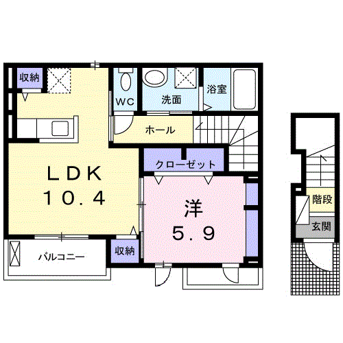 Planta 1LDK de ノーベルメゾン　セドレ