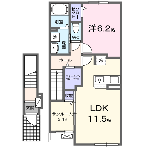 Planta do apartamento 1LDK — メゾン ド エスポワール
