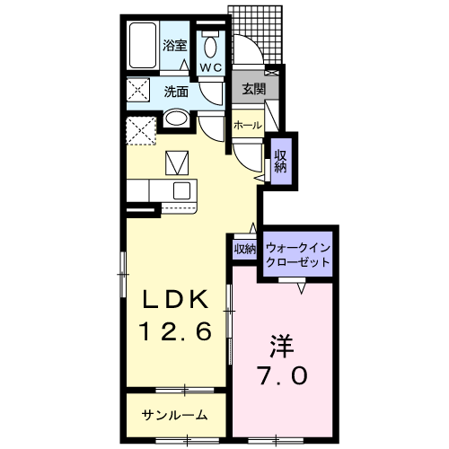 Planta do apartamento 1LDK — アイパレット ノダ Ｂ