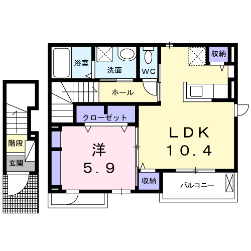 Planta 1LDK de クレイン　Ａ・Ｔ
