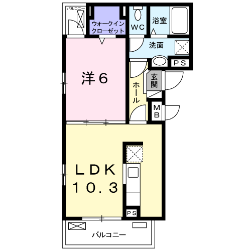 Planta do apartamento 1LDK — ファー ビヨンド Ⅲ