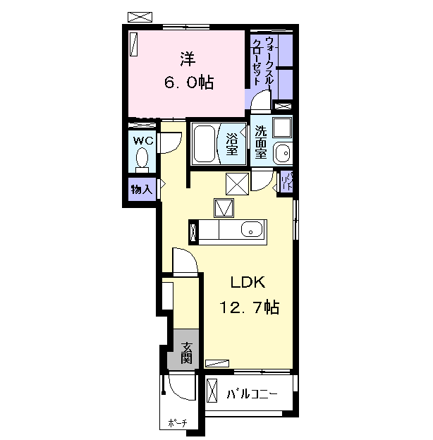 Planta 1LDK de さくら