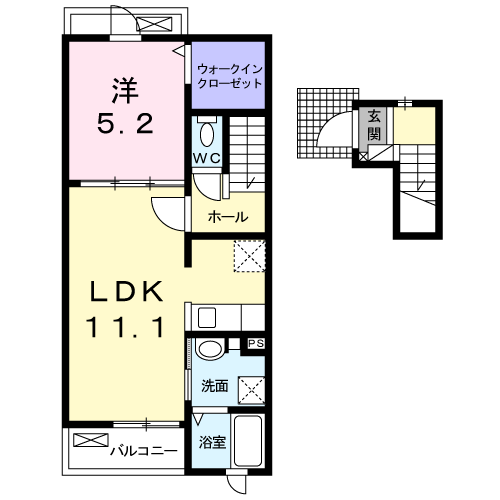 Planta 1LDK de モン　レーヴＥ　Ⅰ