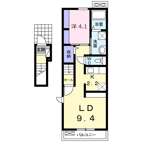 Planta 1LDK de ラインズ山田町