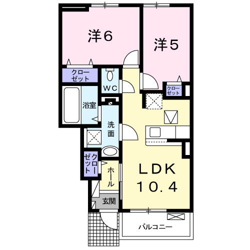 Planta 2LDK de アンジュ　ハウス　Ⅱ