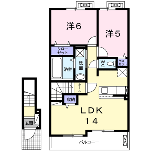 Planta 2LDK de アンジュ　ハウス　Ⅱ