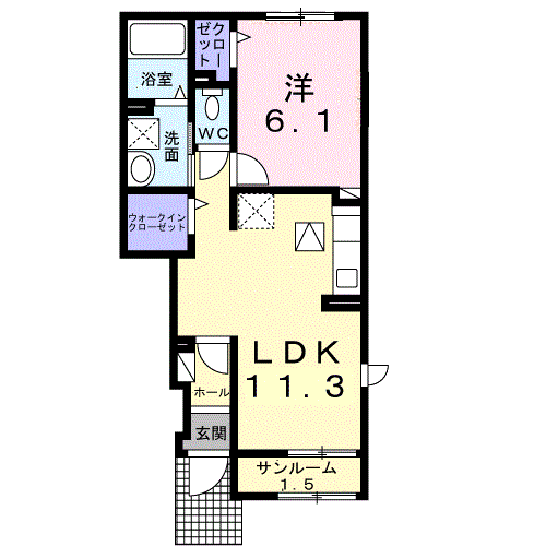 Planta 1LDK de バロン