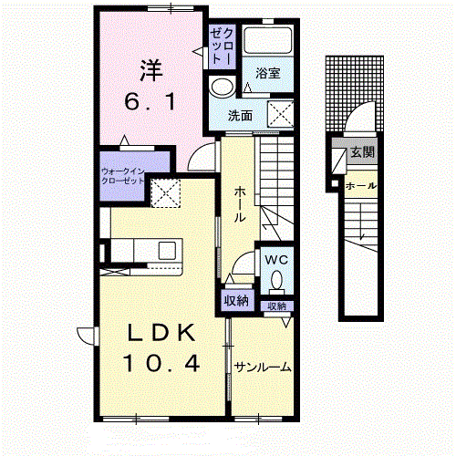 Planta 1LDK de ラ・メールⅢ