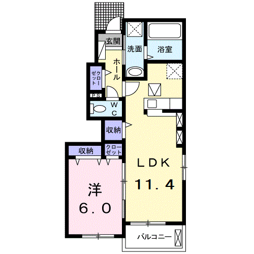 Planta 1LDK de フィオーレ久保