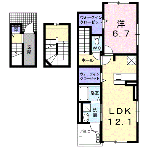 Planta 1LDK de パリⅦ