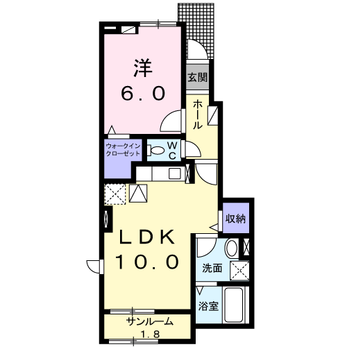 Planta 1LDK de クォーレ悠