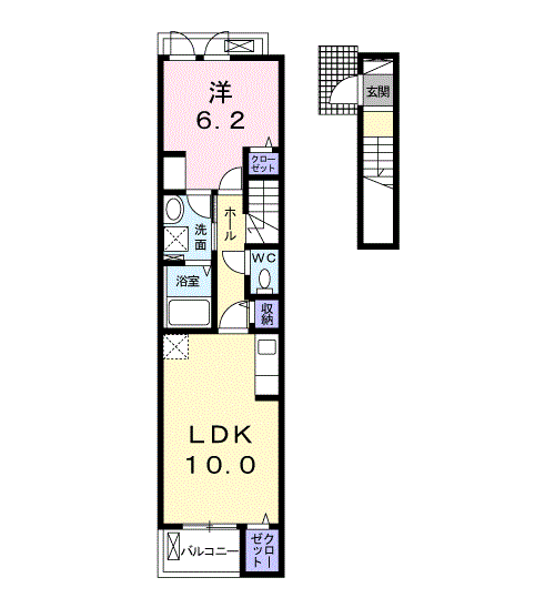 Planta 1LDK de ＭＴＩハイツ　Ⅴ　Ｂ