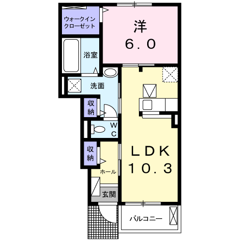 Planta 1LDK de ラ・ボーテ　Ⅱ