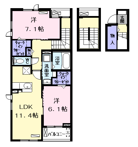 Planta 2LDK de エテルノカーサⅠ．Ｗ