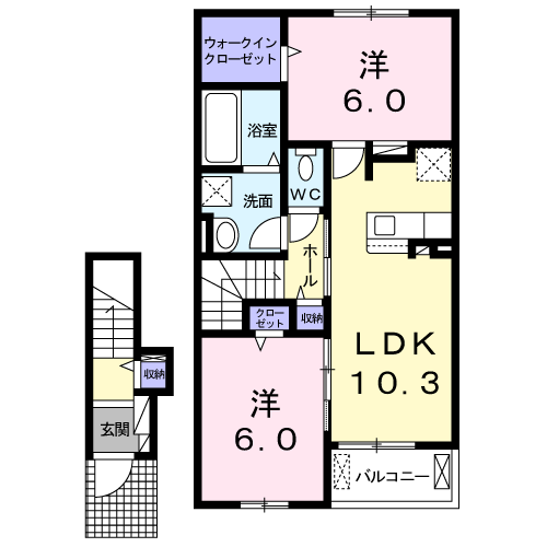 Planta do apartamento 2LDK — コンソラータ