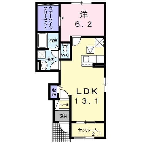Planta 1LDK de モデラート２３　Ｂ
