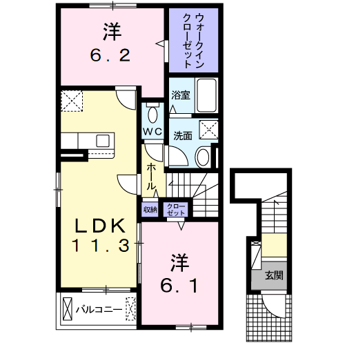 Planta 2LDK de モデラート２３　Ｂ