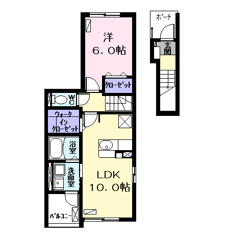 Planta do apartamento 1LDK — Ｓ・Ｓ フローラセゾン Ⅱ