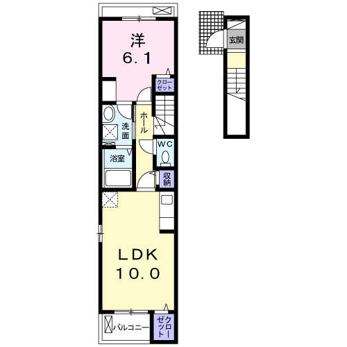Planta 1LDK de クレールすぎやま　Ⅱ