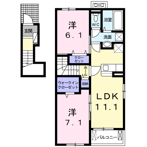 Planta 2LDK de サニーハウスＴＯＹＡＭＡ　Ⅰ