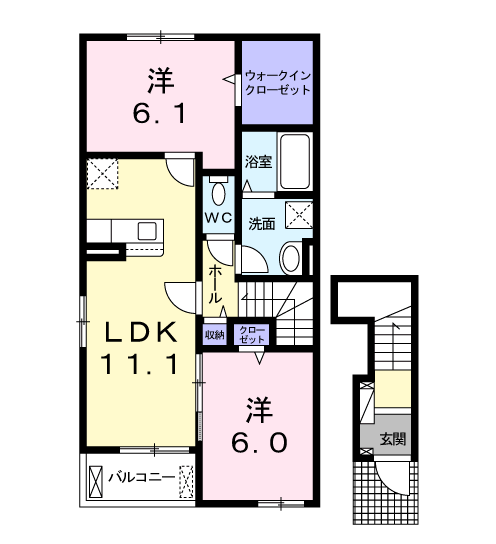 Planta 2LDK de グランソレイユⅡ