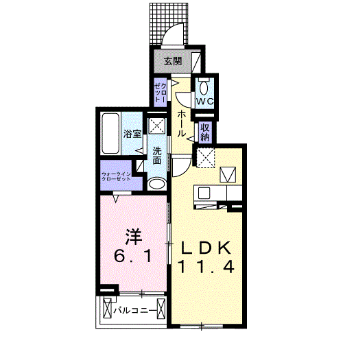 Planta 1LDK de サンク　ハラ