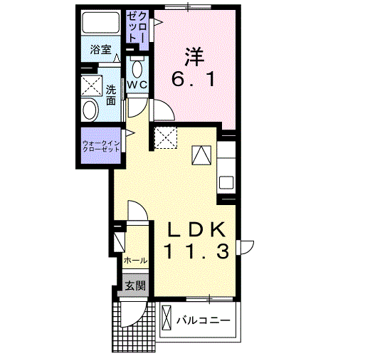 Planta 1LDK de フィオーレ新知