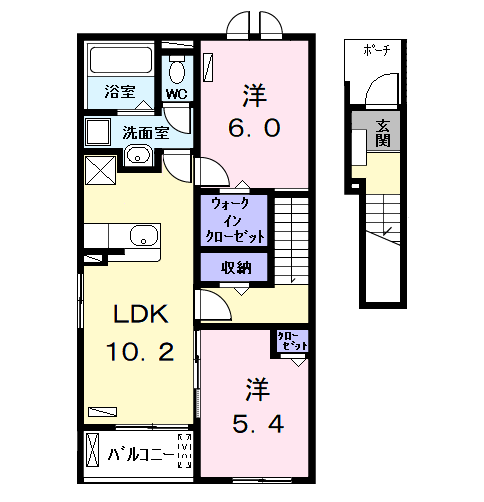 Planta do apartamento 2LDK — ルミナーレ Ⅱ