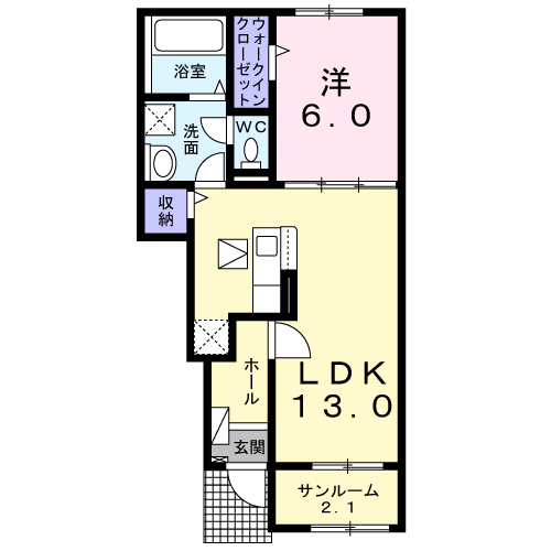 Planta 1LDK de コスモ吉良Ⅰ