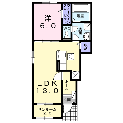 Planta 1LDK de コスモ吉良Ⅱ