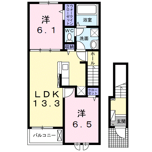 Planta 2LDK de ラ　ブリエ　東五城