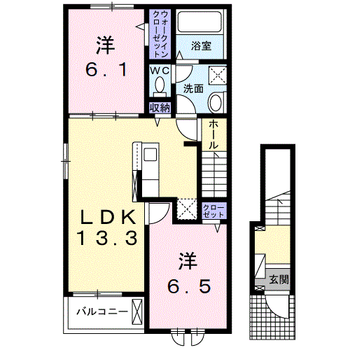 Planta 2LDK de ピアチェーレ