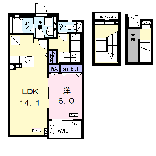 Planta 1LDK de アンジュ