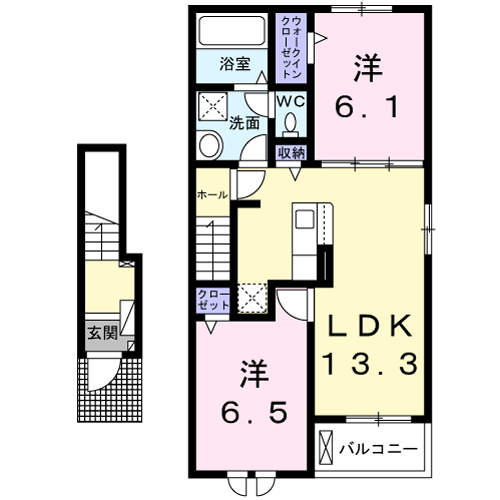 Planta 2LDK de ネオ　エルブ　Ⅰ