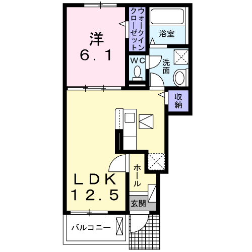 Planta 1LDK de フラット半田