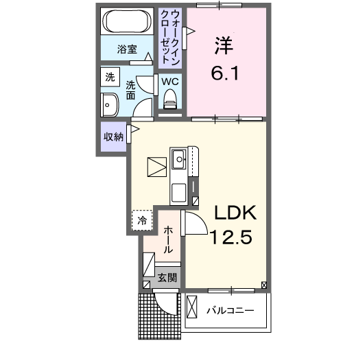 Planta 1LDK de リヴェール・ＫⅠ