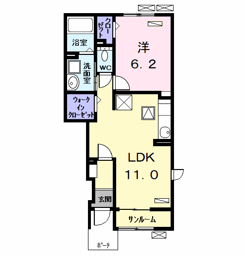 Planta 1LDK de サンシャインビレッジ・Ｋ