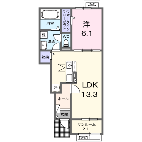 Planta 1LDK de ラシャス　Ⅰ