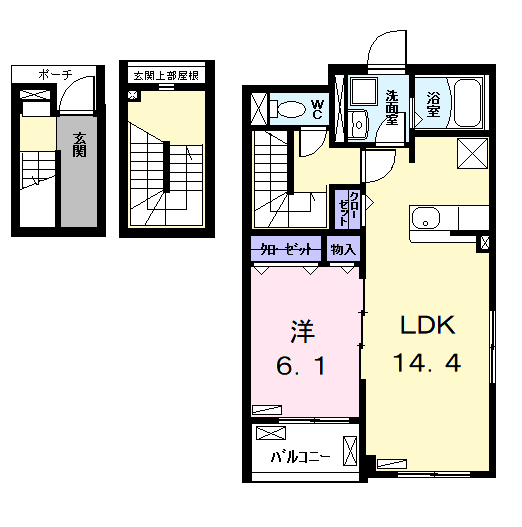 Planta do apartamento 1LDK — ラフィネＡ