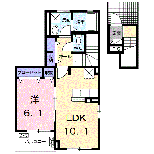 Planta 1LDK de ティーズ　グロース　Ⅱ