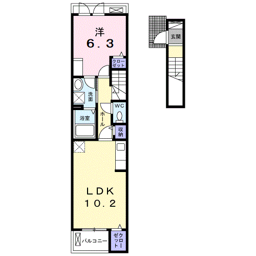 Planta 1LDK de Ｓｅｒｅｎｏ青山