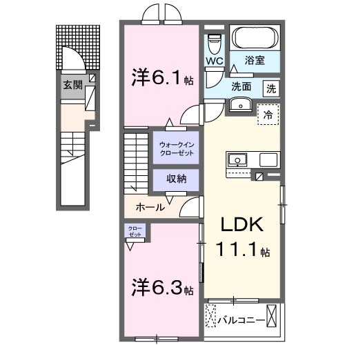 Planta 2LDK de カーサ・グレイスフル