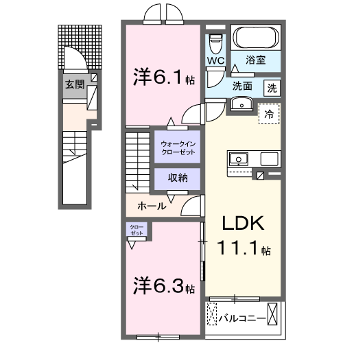Planta 2LDK de カーサ・グレイスフル