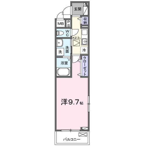 Planta do apartamento 1K — アクテュエル・Ｙ