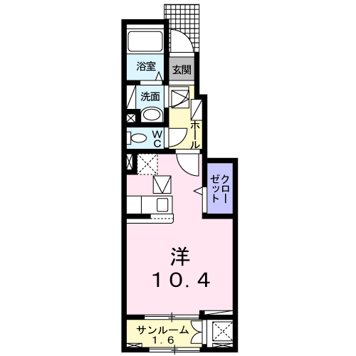 Planta do apartamento 1R — リバーサイドＫ－１