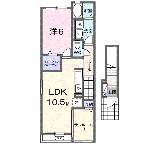 Planta 1LDK de ソレジアートⅡ