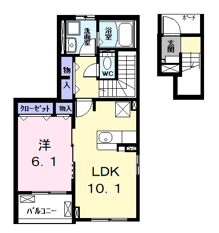 Planta 1LDK de ハピネス